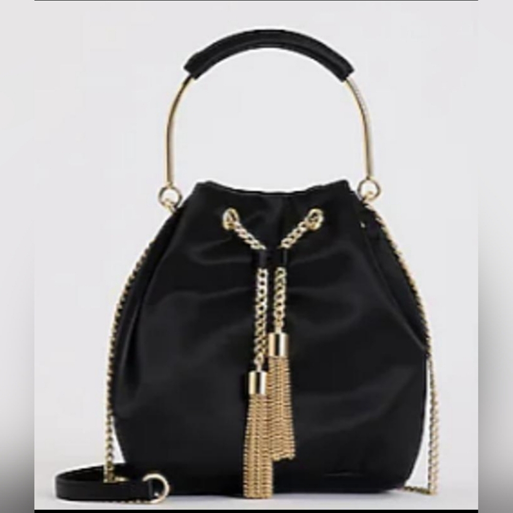 (NEW WITH TAGS) Express Satin Crossbody Bucket Bag